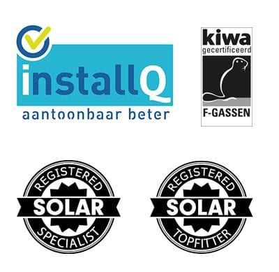 iNora is geregistreerd Solar specialist & topfitter, stek en kiwa gecertificeerd en installQ gecertificeerd